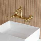 English Country Double-Handle 2-Hole Wall Mount Bathroom Faucet