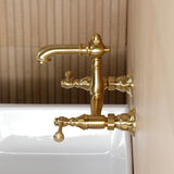 English Country Double-Handle 2-Hole Wall Mount Bathroom Faucet