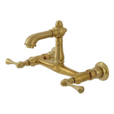 English Country Double-Handle 2-Hole Wall Mount Bathroom Faucet