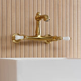 English Country Double-Handle 2-Hole Wall Mount Bathroom Faucet
