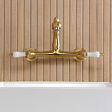 English Country Double-Handle 2-Hole Wall Mount Bathroom Faucet