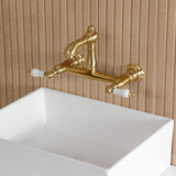 English Country Double-Handle 2-Hole Wall Mount Bathroom Faucet