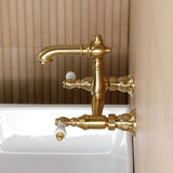 English Country Double-Handle 2-Hole Wall Mount Bathroom Faucet