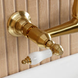 English Country Double-Handle 2-Hole Wall Mount Bathroom Faucet