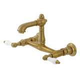 English Country Double-Handle 2-Hole Wall Mount Bathroom Faucet