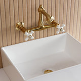 English Country Double-Handle 2-Hole Wall Mount Bathroom Faucet