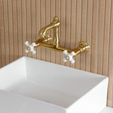 English Country Double-Handle 2-Hole Wall Mount Bathroom Faucet