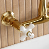 English Country Double-Handle 2-Hole Wall Mount Bathroom Faucet