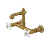 English Country Double-Handle 2-Hole Wall Mount Bathroom Faucet
