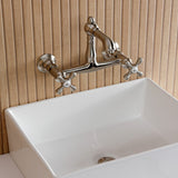 English Country Double-Handle 2-Hole Wall Mount Bathroom Faucet