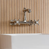 English Country Double-Handle 2-Hole Wall Mount Bathroom Faucet