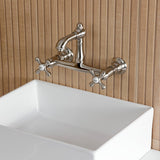 English Country Double-Handle 2-Hole Wall Mount Bathroom Faucet