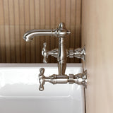 English Country Double-Handle 2-Hole Wall Mount Bathroom Faucet