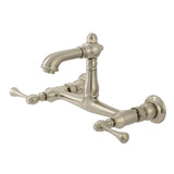 English Country Double-Handle 2-Hole Wall Mount Bathroom Faucet