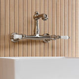 English Country Double-Handle 2-Hole Wall Mount Bathroom Faucet
