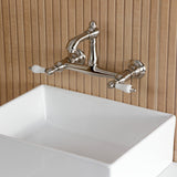 English Country Double-Handle 2-Hole Wall Mount Bathroom Faucet