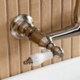 English Country Double-Handle 2-Hole Wall Mount Bathroom Faucet