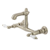 English Country Double-Handle 2-Hole Wall Mount Bathroom Faucet