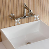 English Country Double-Handle 2-Hole Wall Mount Bathroom Faucet