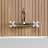 English Country Double-Handle 2-Hole Wall Mount Bathroom Faucet