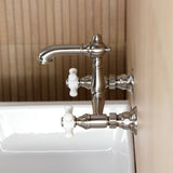 English Country Double-Handle 2-Hole Wall Mount Bathroom Faucet