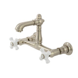 English Country Double-Handle 2-Hole Wall Mount Bathroom Faucet