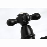 English Country Two-Handle 4-Hole Deck Mount Bridge Kitchen Faucet with Brass Sprayer