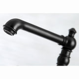 English Country Two-Handle 4-Hole Deck Mount Bridge Kitchen Faucet with Brass Sprayer
