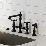Essex Two-Handle 4-Hole Deck Mount Bridge Kitchen Faucet with Brass Side Sprayer