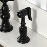 Essex Two-Handle 4-Hole Deck Mount Bridge Kitchen Faucet with Brass Side Sprayer