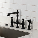 Bel-Air Two-Handle 4-Hole Deck Mount Bridge Kitchen Faucet with Brass Side Sprayer