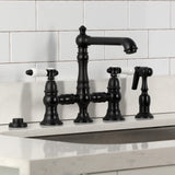 Bel-Air Two-Handle 4-Hole Deck Mount Bridge Kitchen Faucet with Brass Side Sprayer