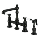 Bel-Air Two-Handle 4-Hole Deck Mount Bridge Kitchen Faucet with Brass Side Sprayer