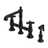 Duchess Two-Handle 4-Hole Deck Mount Bridge Kitchen Faucet with Brass Side Sprayer