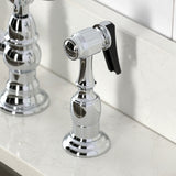 Essex Two-Handle 4-Hole Deck Mount Bridge Kitchen Faucet with Brass Side Sprayer