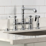 Bel-Air Two-Handle 4-Hole Deck Mount Bridge Kitchen Faucet with Brass Side Sprayer