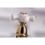 English Country Two-Handle 4-Hole Deck Mount Bridge Kitchen Faucet with Brass Sprayer