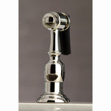 English Country Two-Handle 4-Hole Deck Mount Bridge Kitchen Faucet with Brass Sprayer
