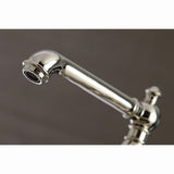 English Country Two-Handle 4-Hole Deck Mount Bridge Kitchen Faucet with Brass Sprayer