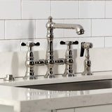 Essex Two-Handle 4-Hole Deck Mount Bridge Kitchen Faucet with Brass Side Sprayer