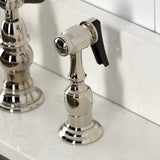 Essex Two-Handle 4-Hole Deck Mount Bridge Kitchen Faucet with Brass Side Sprayer