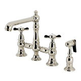 Essex Two-Handle 4-Hole Deck Mount Bridge Kitchen Faucet with Brass Side Sprayer