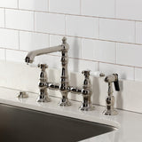 Bel-Air Two-Handle 4-Hole Deck Mount Bridge Kitchen Faucet with Brass Side Sprayer