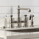 Bel-Air Two-Handle 4-Hole Deck Mount Bridge Kitchen Faucet with Brass Side Sprayer