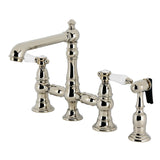 Bel-Air Two-Handle 4-Hole Deck Mount Bridge Kitchen Faucet with Brass Side Sprayer