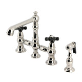 Duchess Two-Handle 4-Hole Deck Mount Bridge Kitchen Faucet with Brass Side Sprayer