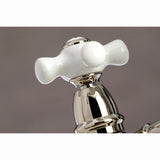 English Country Two-Handle 4-Hole Deck Mount Bridge Kitchen Faucet with Brass Sprayer