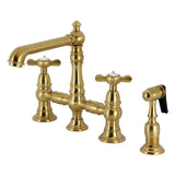 Essex Two-Handle 4-Hole Deck Mount Bridge Kitchen Faucet with Brass Side Sprayer