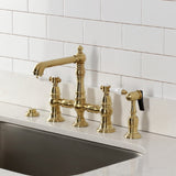Bel-Air Two-Handle 4-Hole Deck Mount Bridge Kitchen Faucet with Brass Side Sprayer