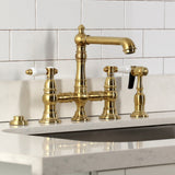 Bel-Air Two-Handle 4-Hole Deck Mount Bridge Kitchen Faucet with Brass Side Sprayer